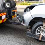 auto po wypadku holowane do warsztatu